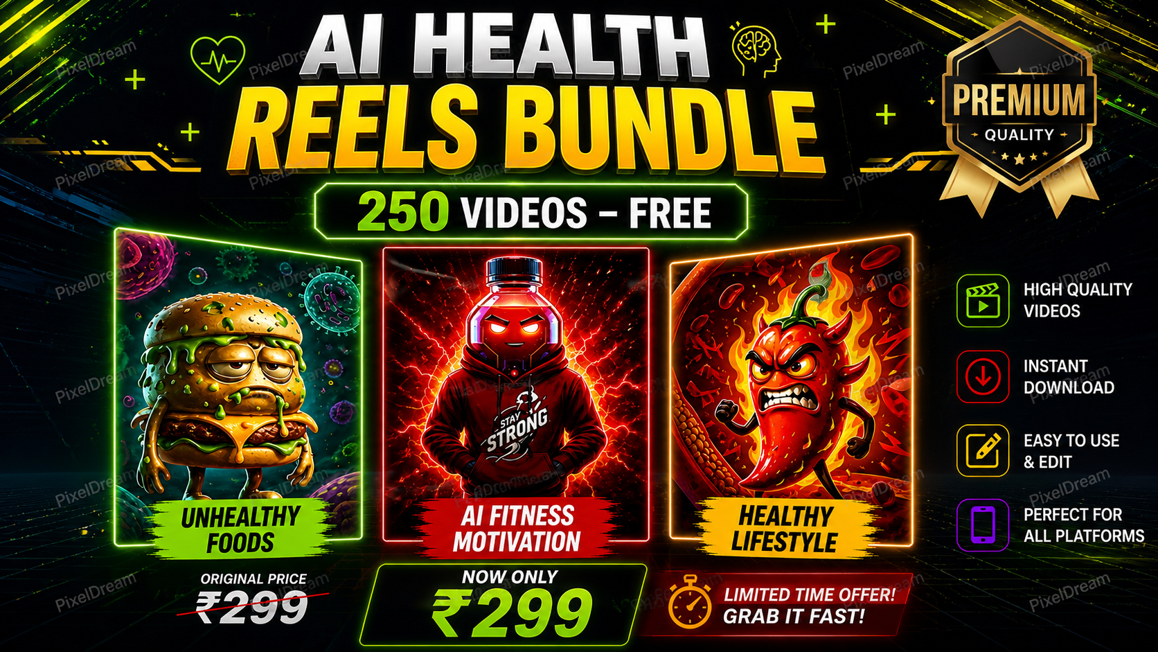 250+ AI Reels Bundle - Download and Upload Your Social media