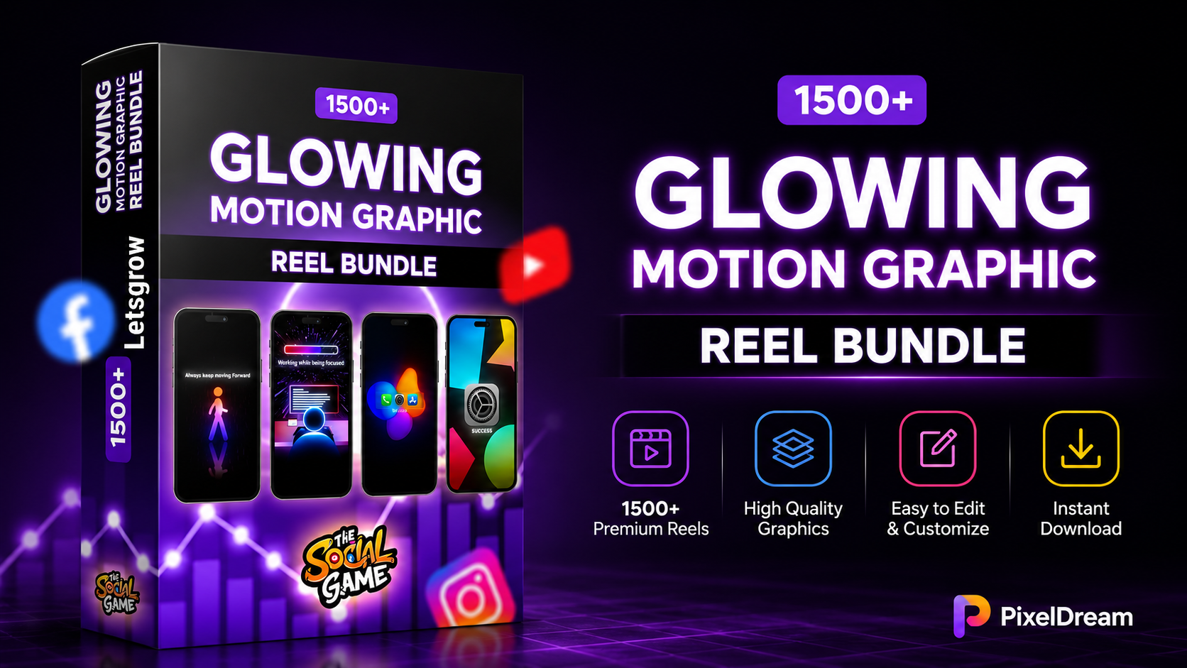 1500+ Motion Glowing Graphics Reel Bundle Pack