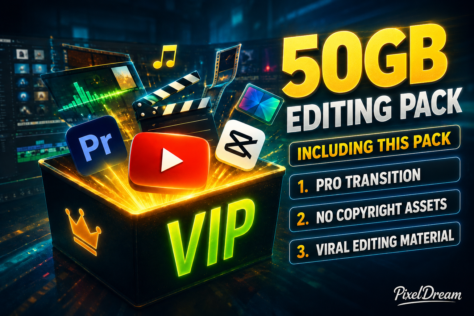 50GB Premium Editing Material Download Now and use your video